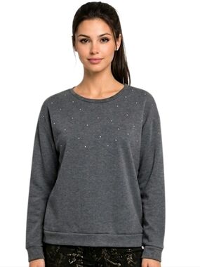 Philosophy Heathered Gray Rhinestone Sweatshirt Size L